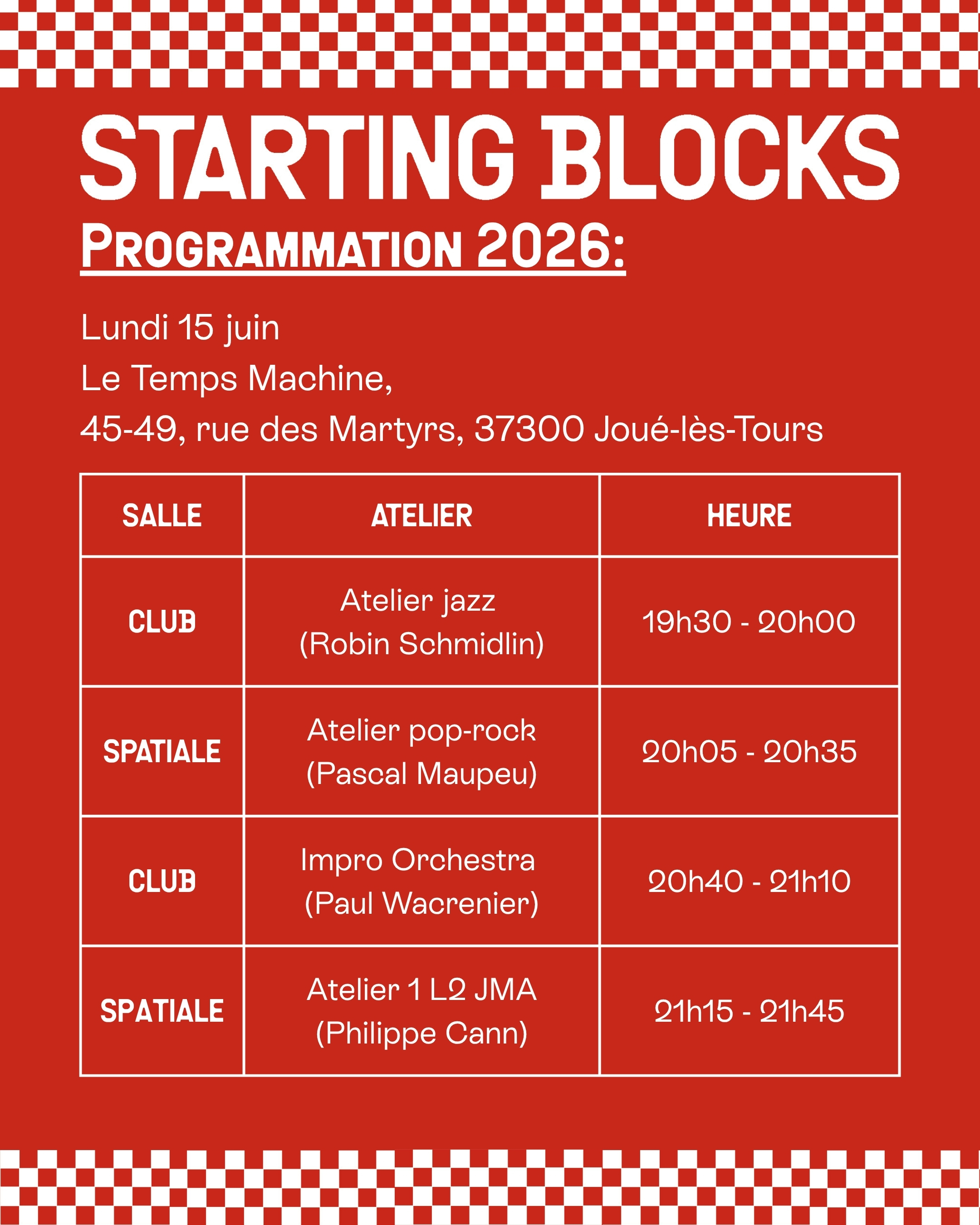 Starting Blocks lundi 15 juin